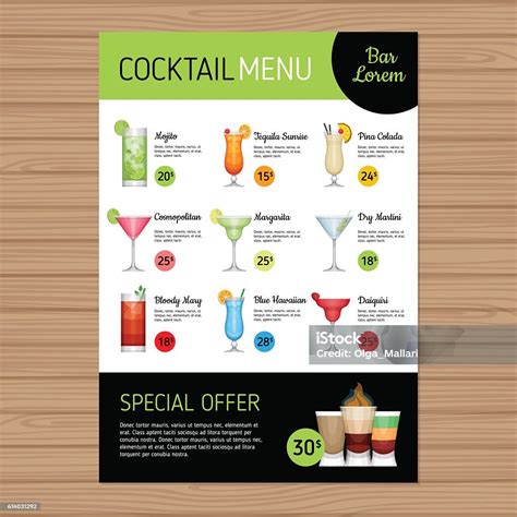 Cocktail Menu Design Stock Illustration Download Image Now Alcohol Drink Backgrounds Bar