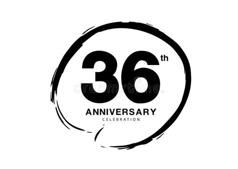 36 Years Anniversary Celebration Logo Black Paintbrush Vector 36