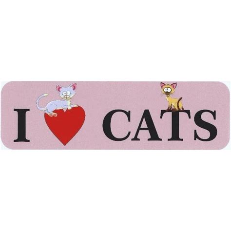 10in X 3in I Love Cats Bumper Sticker Cats Car Window Stickers Decal