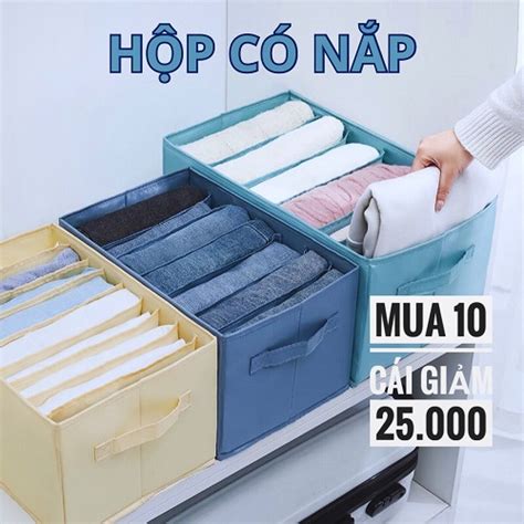 Hộp đựng quần áo CÓ NẮP Túi chia ngăn giúp sap xep tu quan ao luôn gọn