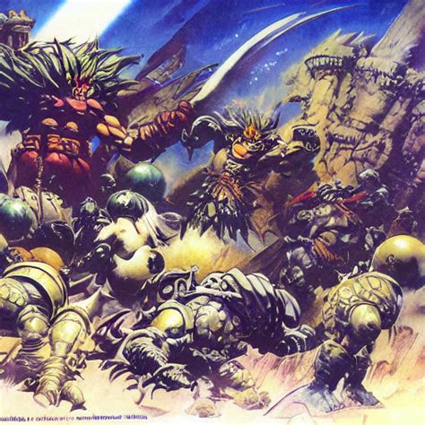 Prompthunt Chrono Trigger Battle With Lavos By Frank Frazetta