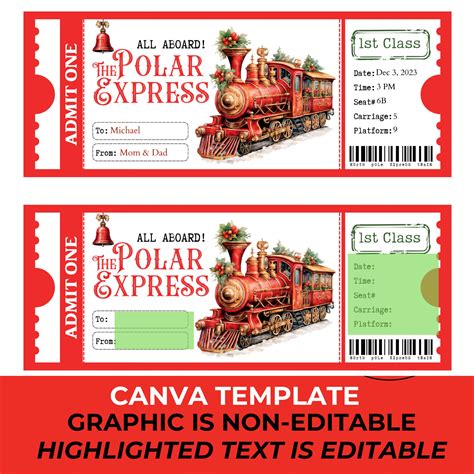 Polar Express Ticket Template Personalized Surprise T Certificate