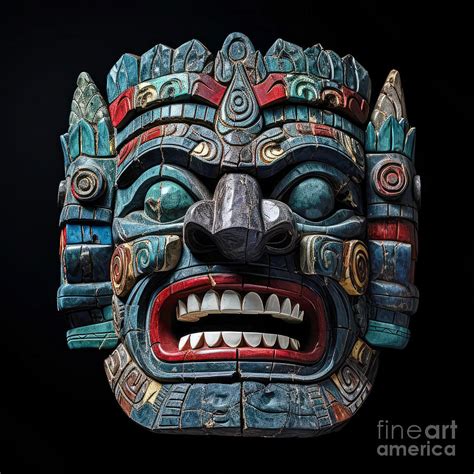 Intricately Carved Mayan Mask Which Would Have Been Used As A Death Mask Worn For Important