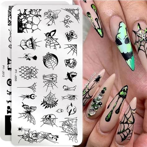 pict  halloween nail stamping plates snowflake festival pattern nail