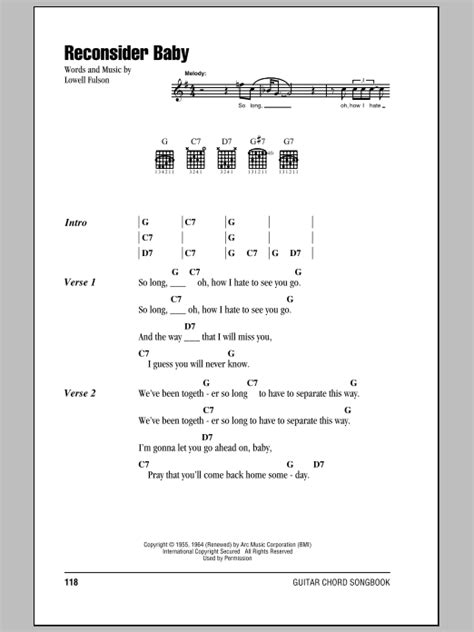 Reconsider Baby By Lowell Fulson Guitar Chords Lyrics Guitar Instructor