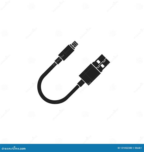 Usb And Micro Usb Cable Vector Icon Stock Vector Illustration Of