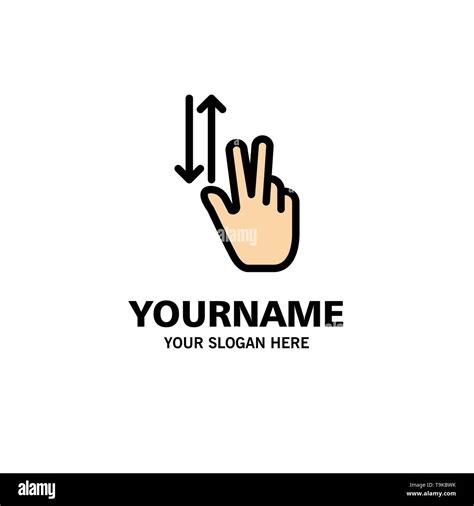 Finger Gestures Two Up Down Business Logo Template Flat Color