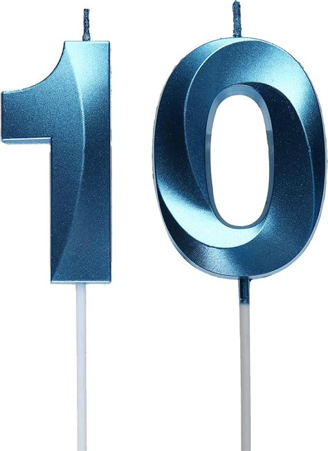 Amazon.com: Blue 10th Birthday Candles, Number 10 Cake Topper for ...