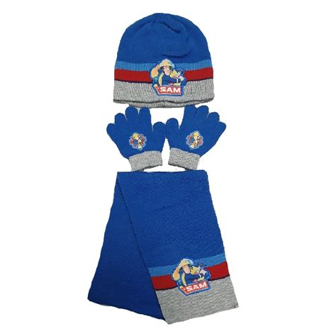 Fireman Sam Hat Gloves And Scarf Set Boys Winter Fireman Sam Hat Set Age