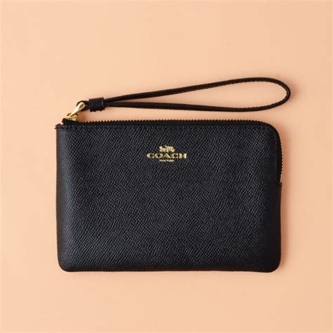 Coach Leather Wristlet Black - Averand