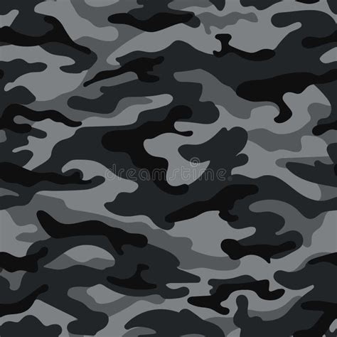 Army Camouflage Seamless Pattern Black And Gray Vector Stock Vector