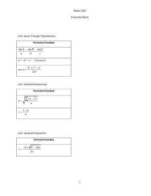 Fillable Online Math Formula Sheet Sin Sin Sin A B C A B C Cos