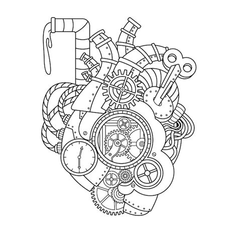 Ilustración De Corazón Steampunk Vector Premium