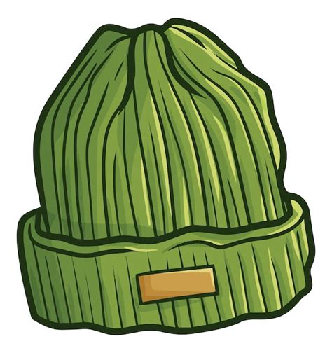 Premium Vector Cool Modern Green Beanie Hat Cartoon Illustration