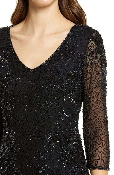 Pisarro Nights Beaded V Neck Cocktail Dress Nordstrom