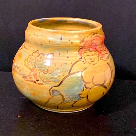 Handthrown Art Studio Pottery Weed Pot Yellow Naked Woman Glazed Ceramic Signed Bd Poshmark