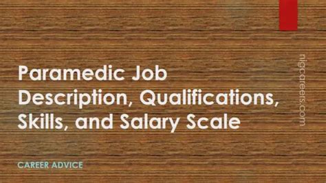 Paramedic Job Description Skills And Salary NigCareers