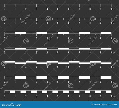 Creative Vector Illustration Of Map Scale Line Set Isolated On