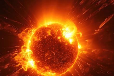 Primer Plano Del Sol Con Explosiones Y Bengalas Visibles Creadas Con Ai