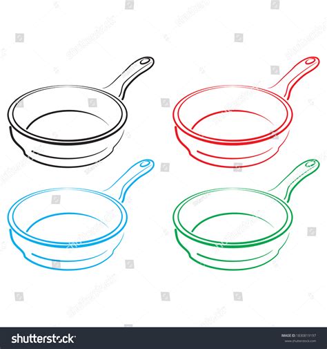 Frying Pan Vector Outline Drawing Pan Stock Vector (Royalty Free ...