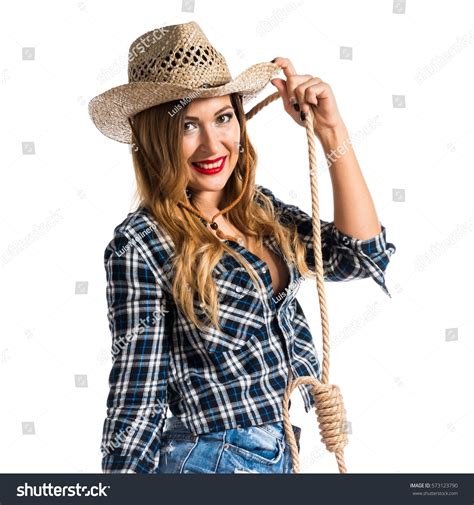 Sexy Blonde Woman Cowgirl Stock Photo 573123790 Shutterstock
