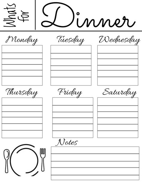 Weekly Dinner Menu Template Postermywall