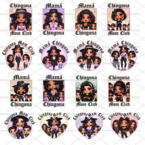 Bundle Latina Mom Png Mama Chingona Png Chibi Style Latina Mother S Day Png Chicana Mom Chibi