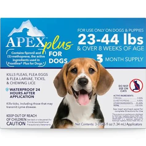 Apex Plus Flea Treatment for Dogs, Medium Dogs (23-44 lbs) — Dog Flea, Tick, Flea Eggs, Flea ...