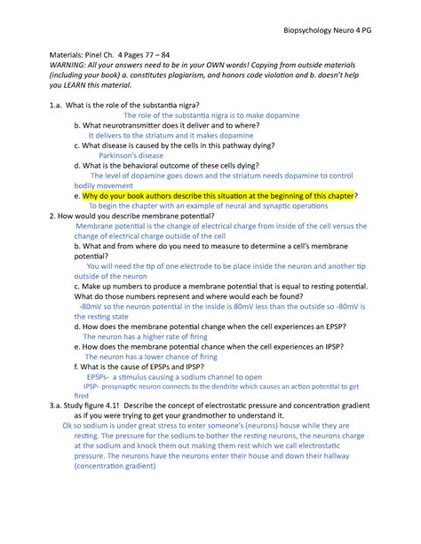 Neuro 4 Biopsychology Neuro 4 PG Materials Pinel Ch 4 Pages 77 84