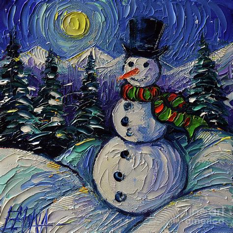 SNOWMAN - Winter landscape - commissioned oil painting Mona Edulesco ...