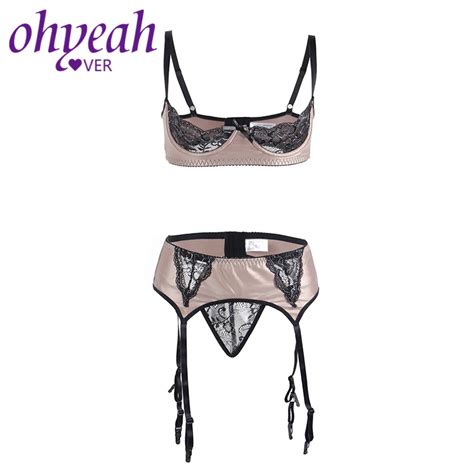 Ohyeahlover Women Open Cup Bra Set Sex Lingerie Erotic Plus Size 5xl Feminino Lace Push Up Bra