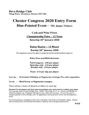 Fillable Online Chester Congress 2020 Entry Form Fax Email Print