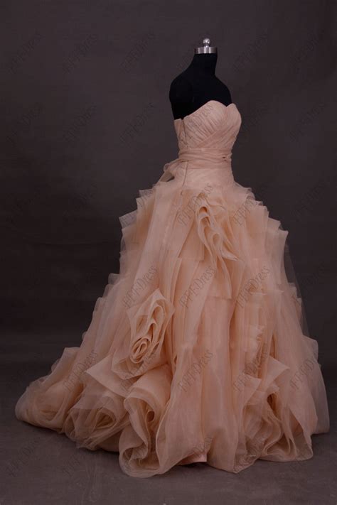 Blush Ball Gown Wedding Dress With Swirls Fffdress