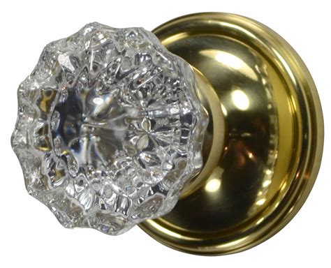 Regency Fluted Glass Door Knob Victorian Plate Polished Brass