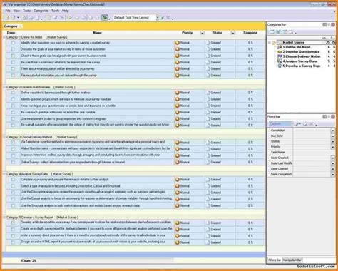 Market Research Excel Spreadsheet — Db