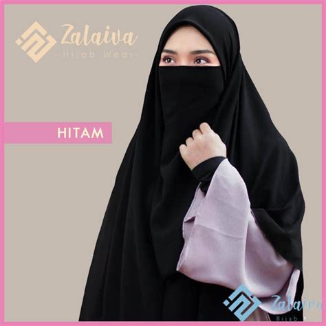 Jual Khimar Segiempat Free Cadar Tali 2 Layer Tanpa Jahitan Bawah Mata