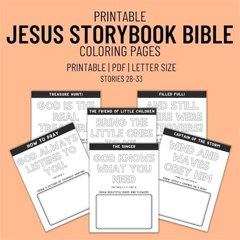 Jesus Storybook Bible Coloring Pages for Kids Stories 28-33 - Etsy