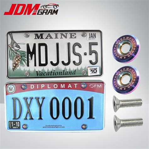 Jdmgram Titanium Car Number Plate Screws 2pcs Mugen Auto Rear Trunk