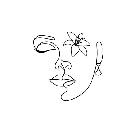 Woman Face Beauty Earring Continues Line Drawing 14804830 Vector Art At