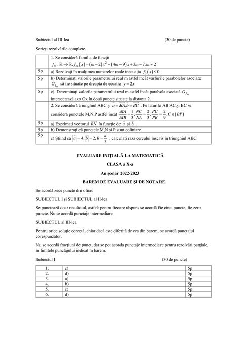 AcademiaABC Evaluare inițială Matematică Clasa a X a