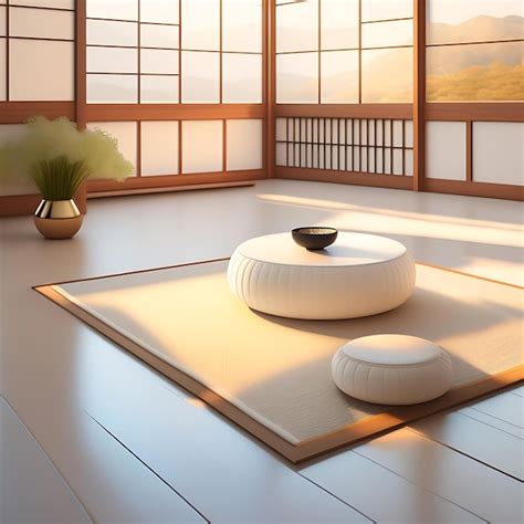 Premium Ai Image Traditional Japanese Tatami Mat Floor Chabudai Short