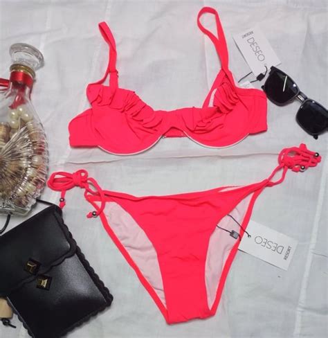 Neon Pink 2 Piece Bikini Women S Fashion Swimwear Bikinis Swimsuits On Carousell