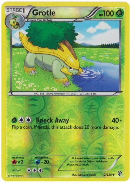 Pok Mon Black White Plasma Storm Card Grotle Parallel Reverse