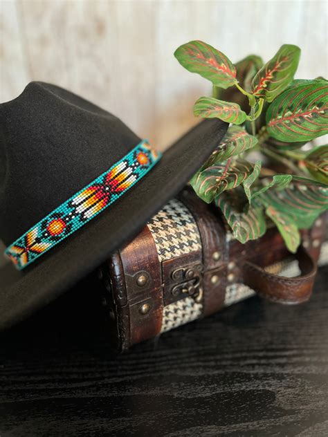 Pre Made Miyuki Loom Beaded Hat Band Malia For Cowboy Western Or