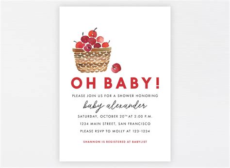 Apple Baby Shower Invitation Fall Apple Baby Shower Invite Etsy