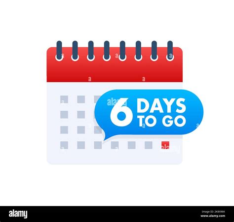 6 Days To Go Countdown Timer Clock Icon Time Icon Count Time Sale Vector Stock Illustration