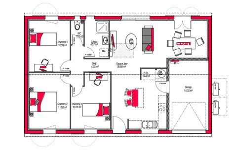 Plan Maison Plain Pied 80m2 3 Chambres Sans Garage Ventana Blog