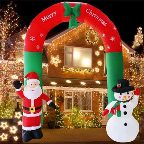 Holiday 8ft H Christmas Inflatable Archway Santa And Snowman Outdoor