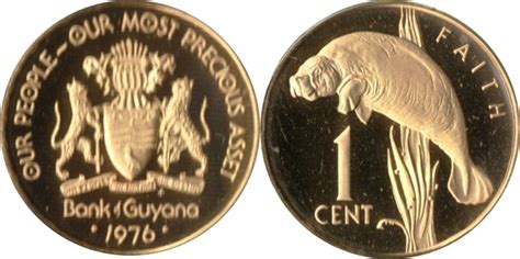 1 Cent Manatee Set Issue Guyana Numista