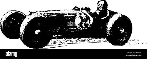 Hand drawn line art style of the 20 and 30s grand prix racing cars ...